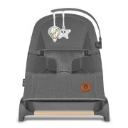 Lionelo - Fotoliu balansoar June AIR, Cu arcada cu jucarii, Ergonomic, Permite circulatia aerului, Balansare manuala, Pliabil, 0 luni+, Gri BYNLO-JUNE_AIR_GREY_STONE