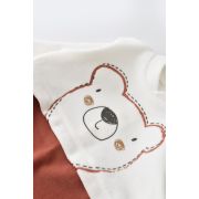 Salopeta Ursulet cu maneca lunga si botosei din 80%bumbac organic si 20% poliester - Caramiziu, Baby Cosy (Marime: 3-6 Luni) JEMBC-CSYK6013-3