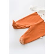 Salopeta Ursulet cu maneca lunga si botosei din 80%bumbac organic si 20% poliester - Portocaliu, Baby Cosy (Marime: 3-6 Luni) JEMBC-CSYK6012-3