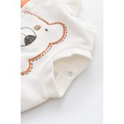 Salopeta Ursulet cu maneca lunga si botosei din 80%bumbac organic si 20% poliester - Portocaliu, Baby Cosy (Marime: 3-6 Luni) JEMBC-CSYK6012-3