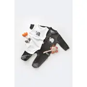 Set Broscuta cu salopeta si body din 80%bumbac organic si 20% poliester - Antracit, Baby Cosy (Marime: 6-9 luni) JEMBC-CSYK6020-6