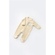 Set Broscuta cu salopeta si body din 80%bumbac organic si 20% poliester - Crem, Baby Cosy (Marime: 0-3 Luni) JEMBC-CSYK6019-0