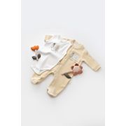 Set Broscuta cu salopeta si body din 80%bumbac organic si 20% poliester - Crem, Baby Cosy (Marime: 3-6 Luni) JEMBC-CSYK6019-3