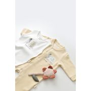 Set Broscuta cu salopeta si body din 80%bumbac organic si 20% poliester - Crem, Baby Cosy (Marime: 6-9 luni) JEMBC-CSYK6019-6