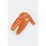 Set Broscuta cu salopeta si body din 80%bumbac organic si 20% poliester - Portocaliu, Baby Cosy (Marime: 3-6 Luni) JEMBC-CSYK6021-3