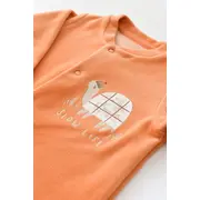 Set Broscuta cu salopeta si body din 80%bumbac organic si 20% poliester - Portocaliu, Baby Cosy (Marime: 3-6 Luni) JEMBC-CSYK6021-3