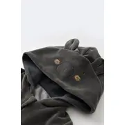 Set Ursulet cu bluzita cu fermoar si gluga si panataloni lungi din 80%bumbac organic si 20% poliester - Antracit, Baby Cosy (Marime: 9-12 luni) JEMBC-CSYK6016-9