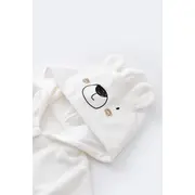 Set Ursulet cu bluzita cu fermoar si gluga si panataloni lungi din 80%bumbac organic si 20% poliester - Ecru, Baby Cosy (Marime: 9-12 luni) JEMBC-CSYK6014-9