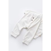 Set Ursulet cu bluzita cu fermoar si gluga si panataloni lungi din 80%bumbac organic si 20% poliester - Ecru, Baby Cosy (Marime: 9-12 luni) JEMBC-CSYK6014-9