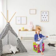 Taburet Units, cub, Flori, 30 x 30 x 30 cm BEANUN-CU-030-V5