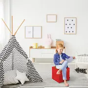 Taburet Units, cub, capsuna, 30 x 30 x 30 cm BEANUN-CU-030-V1