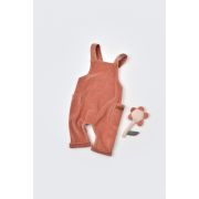 Salopeta Velvet cu bretele din 80%bumbac organic si 20% poliester - Caramiziu, Baby Cosy (Marime: 6-9 luni) JEMBC-CSYK6036-6