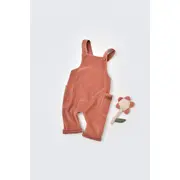 Salopeta Velvet cu bretele din 80%bumbac organic si 20% poliester - Caramiziu, Baby Cosy (Marime: 6-9 luni) JEMBC-CSYK6036-6