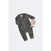 Salopeta cu maneca lunga si fermoar din 80%bumbac organic si 20% poliester - Antracit, Baby Cosy (Marime: 12-18 Luni) JEMBC-CSYK6029-12