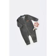 Salopeta cu maneca lunga si fermoar din 80%bumbac organic si 20% poliester - Antracit, Baby Cosy (Marime: 18-24 Luni) JEMBC-CSYK6029-18