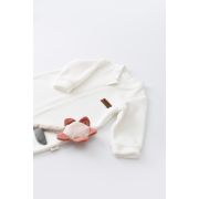Salopeta cu maneca lunga si fermoar din 80%bumbac organic si 20% poliester - Ecru, Baby Cosy (Marime: 3-6 Luni) JEMBC-CSYK6027-3