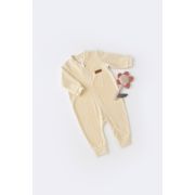 Salopeta cu maneca lunga si fermoar din 80%bumbac organic si 20% poliester -Crem, Baby Cosy (Marime: 3-6 Luni) JEMBC-CSYK6028-3
