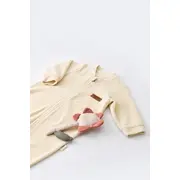 Salopeta cu maneca lunga si fermoar din 80%bumbac organic si 20% poliester -Crem, Baby Cosy (Marime: 3-6 Luni) JEMBC-CSYK6028-3