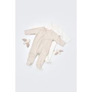 Set 2 salopetele cu maneca lunga si panataloni lungi cu botosei - 100%bumbac organic - Crem cu buline, Baby Cosy (Marime: 3-6 Luni) JEMBC-CSY5818-3