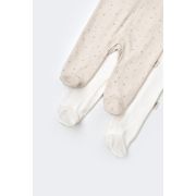 Set 2 salopetele cu maneca lunga si panataloni lungi cu botosei - 100%bumbac organic - Crem cu buline, Baby Cosy (Marime: 3-6 Luni) JEMBC-CSY5818-3
