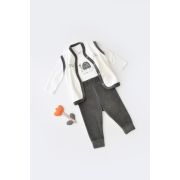 Set 3 piese Broscuta cu body, pantalonasi si vestuta din 80%bumbac organic si 20% poliester - Antracit, Baby Cosy (Marime: 6-9 luni) JEMBC-CSYK6024-6