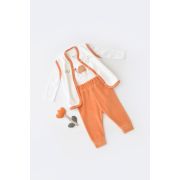 Set 3 piese Broscuta cu body, pantalonasi si vestuta din 80%bumbac organic si 20% poliester - Portocaliu, Baby Cosy (Marime: 12-18 Luni) JEMBC-CSYK6025-12