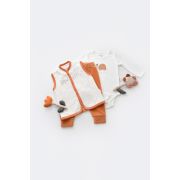 Set 3 piese Broscuta cu body, pantalonasi si vestuta din 80%bumbac organic si 20% poliester - Portocaliu, Baby Cosy (Marime: 18-24 Luni) JEMBC-CSYK6025-18