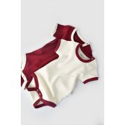 Set 2 body-uri Ribana Bebe Unisex din bumbac organic si 5%elastan - Ecru/Bordo, Baby Cosy (Marime: 12-18 Luni) JEMBC-CSYR4201-12