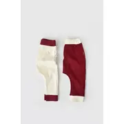 Set 2 pantaloni Ribana Bebe Unisex din bumbac organic si 5%elastan - Ecru/Bordo, Baby Cosy (Marime: 9-12 luni) JEMBC-CSYR4001-9