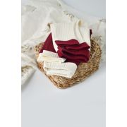 Set 2 pantaloni Ribana Bebe Unisex din bumbac organic si 5%elastan - Ecru/Bordo, Baby Cosy (Marime: 9-12 luni) JEMBC-CSYR4001-9