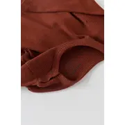 Set 3 piese: bluzita cu maneca lunga, panataloni lungi si caciulita din bumbac organic si modal - Caramiziu (Marime: 3-6 Luni) JEMBC-CSYM21501-3