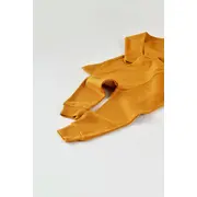 Set 3 piese: bluzita cu maneca lunga, panataloni lungi si caciulita din bumbac organic si modal - Mustar (Marime: 18-24 Luni) JEMBC-CSYM21500-18