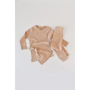 Set 3 piese: bluzita cu maneca lunga, panataloni lungi si caciulita din bumbac organic si modal - Somon (Marime: 18-24 Luni) JEMBC-CSYM21504-18