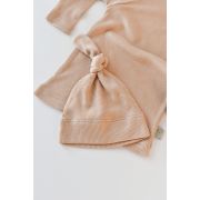Set 3 piese: bluzita cu maneca lunga, panataloni lungi si caciulita din bumbac organic si modal - Somon (Marime: 18-24 Luni) JEMBC-CSYM21504-18