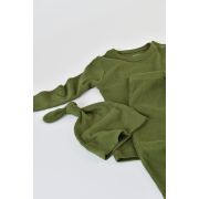 Set 3 piese: bluzita cu maneca lunga, panataloni lungi si caciulita din bumbac organic si modal - Verde, Baby Cosy (Marime: 9-12 luni) JEMBC-CSYM21512-9