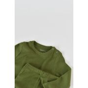 Set 3 piese: bluzita cu maneca lunga, panataloni lungi si caciulita din bumbac organic si modal - Verde, Baby Cosy (Marime: 9-12 luni) JEMBC-CSYM21512-9