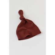 Set 3 piese: body cu maneca lunga, panataloni lungi cu botosei si caciulita din bumbac organic si modal - Caramiziu, Baby Cosy (Marime: 6-9 luni) JEMBC-CSYM23501-6