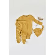 Set 3 piese: body cu maneca lunga, panataloni lungi cu botosei si caciulita din bumbac organic si modal - Sofran, Baby Cosy (Marime: 3-6 Luni) JEMBC-CSYM23505-3