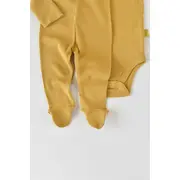 Set 3 piese: body cu maneca lunga, panataloni lungi cu botosei si caciulita din bumbac organic si modal - Sofran, Baby Cosy (Marime: 3-6 Luni) JEMBC-CSYM23505-3