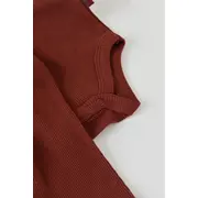 Set 3 piese: body cu maneca lunga, panataloni lungi si caciulita din bumbac organic si modal - Caramiziu, Baby Cosy (Marime: 18-24 Luni) JEMBC-CSYM22501-18