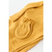 Set 4 piese: bluza, pantaloni, caciulita si manusi din bumbac organic si modal - Mustar, Baby Cosy (Marime: 0-3 Luni) JEMBC-CSYM24500-0