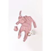 Set 4 piese: bluza, pantaloni, caciulita si manusi din bumbac organic si modal - Rose, Baby Cosy (Marime: 3-6 Luni) JEMBC-CSYM24502-3