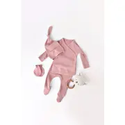 Set 4 piese: bluza, pantaloni, caciulita si manusi din bumbac organic si modal - Rose, Baby Cosy (Marime: 6-9 luni) JEMBC-CSYM24502-6