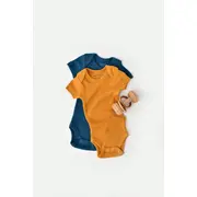 Set 2 body-uri bebe unisex din bumbac organic si modal - Bleumarin/Sofran, Baby Cosy (Marime: 3-6 Luni) JEMBC-CSYM11210-3