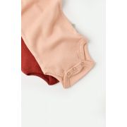 Set 2 body-uri bebe unisex din bumbac organic si modal - Caramiziu/Somon, Baby Cosy (Marime: 12-18 Luni) JEMBC-CSYM11213-12