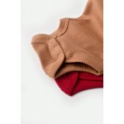Set 2 body-uri bebe unisex din bumbac organic si modal - Maro/Rosu, Baby Cosy (Marime: 18-24 Luni) JEMBC-CSYM11211-18