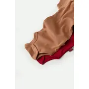 Set 2 body-uri bebe unisex din bumbac organic si modal - Maro/Rosu, Baby Cosy (Marime: 3-6 Luni) JEMBC-CSYM11211-3