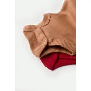 Set 2 body-uri bebe unisex din bumbac organic si modal - Maro/Rosu, Baby Cosy (Marime: 3-6 Luni) JEMBC-CSYM11211-3