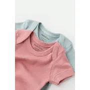 Set 2 body-uri bebe unisex din bumbac organic si modal - Mint/Rose, Baby Cosy (Marime: 12-18 Luni) JEMBC-CSYM11208-12