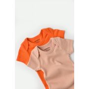 Set 2 body-uri bebe unisex din bumbac organic si modal - Rodie/Piersica, Baby Cosy (Marime: 3-6 Luni) JEMBC-CSYM11214-3